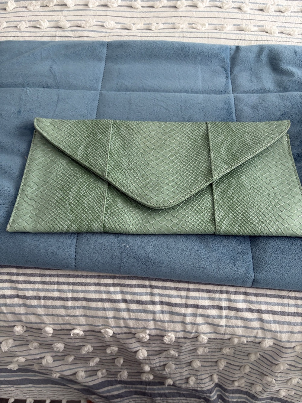 Green Snake Embossed Envelope Clutch